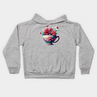 Teacup full of flowers Kids Hoodie